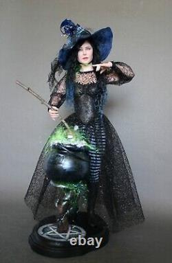 Ooak sculpture Witch fantasy art doll by Phyllis Morrow of Pgm Sculpting