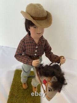 Original Doll by NIADA Artist Norma Mellen, Adorable Boy with Hobby Horse, OOAK