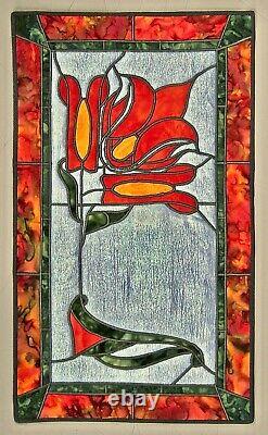 Original OOAK Quilted Fiber Art Wall Hanging 13 x 22 Art Nouveau Artist Signed