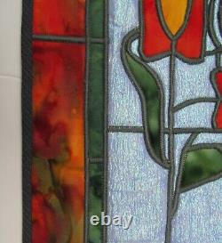 Original OOAK Quilted Fiber Art Wall Hanging 13 x 22 Art Nouveau Artist Signed