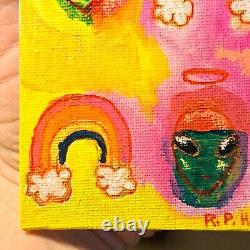 Original trendy mini acylic Rainbows & Aliens (OOAK) Multi-color limited signd