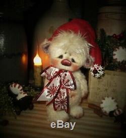Patti's Ratties 7 Eggnog Bear Cub Christmas OOAK Gift Doll Artist Sikes