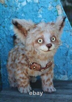 Plush OOAK artist handmade collectible wild cat realistic toy
