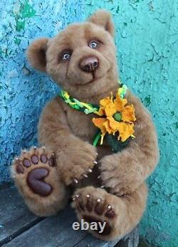 Plush realistic Bear Stuffed collectible handmade toy art toy