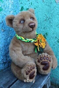 Plush realistic Bear Stuffed collectible handmade toy art toy