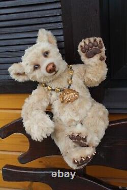 Plush realistic Bear, collectible handmade toy, art toy