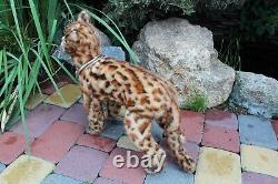 Plush realistic wild ct, collectible handmade toy, art toy