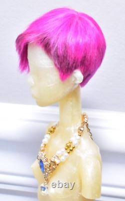 Popovy Sisters BJD MSD Oli Królik Short Pink Pixie Wig OOAK Artist Made
