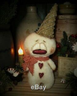 Primitive Patti's Ratties 11 Snowman Valentine Snow Cone OOAK Doll Artist Sikes