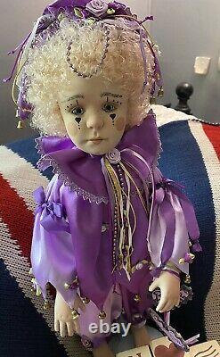 RARE JULIA RUEGER CALIFORNIA ARTIST DOLL ONE OF A KIND VIOLET THE CLOWN WithBOX