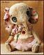 Ready To Ship Alla Bears Artist Ooak Elephant Doll Baby Shower Cupcake Pink