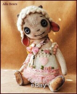 READY to SHIP Alla Bears artist Vintage baby sheep lamb nursery art doll OOAK