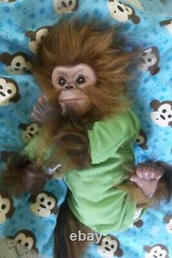 REBORN MONKEY BABY artist doll APE CHIMP CHAZ orangutan ANIMAL HYBRID OOAK