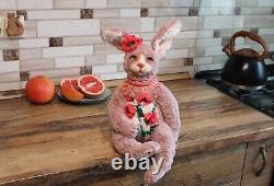 Rabbit, plush bunny, collectible toy, handmade toy, artist made toy