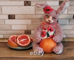 Rabbit, plush bunny, collectible toy, handmade toy, artist made toy