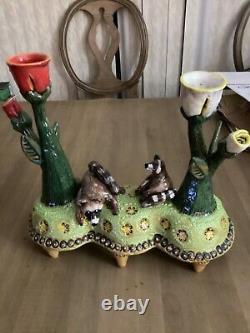 Raccoon Candle Holder- OOAK Artist Signed