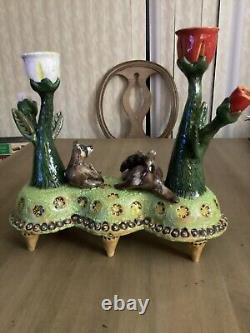 Raccoon Candle Holder- OOAK Artist Signed