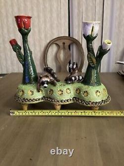 Raccoon Candle Holder- OOAK Artist Signed