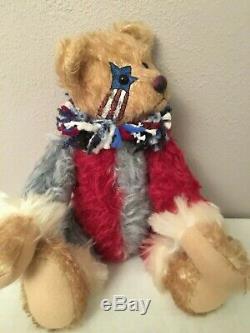 Rare ROCKET Artist TEDDY BEARS Multi Mohair Star Flag Patriot OOAK/LE Custom 15