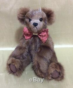 Real Mink Fur Teddy Bear- Handmade, fully jointed and glass eyes