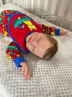 Reborn Baby Boy Doll Charlie LTD COA 155/500 Fussy by UK Artist Sara Jeffery
