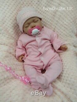 Reborn Baby Girl Doll, Sleeping little girl Rosie 18 inch HANDMADE by UK Artist