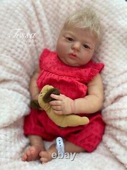 Reborn Baby Girl Doll, awake Realborn Tessa COA By UK Artist Sara Jeffery