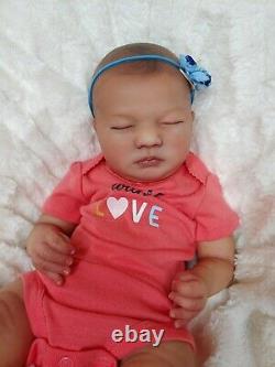 Reborn Baby Girl Realborn Laila Biracial Ethnic Doll by Artist Mandy Hannon