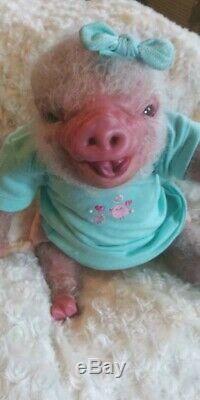 Reborn Pink Piglet Baby Doll Piggy Artist Hybrid Alternative Pig Animal