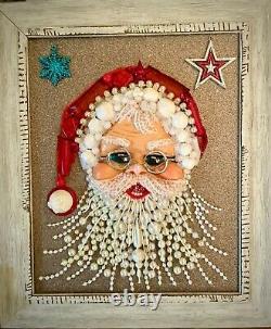 Santa Claus, Framed Jewelry One Of A Kind Art, Unique Gift, Vintage Home Decor