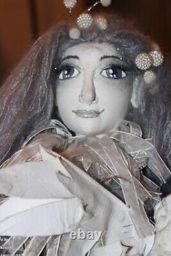 Silvery Moon Goddess Doll with Owl Sidekick-OOAK