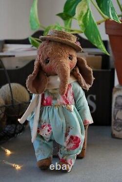 Sweet Artist Elephant OOAK Vintage Style Teddy Bear their friends handmade toyr