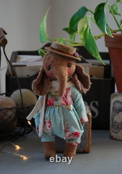 Sweet Artist Elephant OOAK Vintage Style Teddy Bear their friends handmade toyr