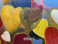 Symbolic Abstract Art 24X36 Nino Pippa Oil Painting See Throug Heart of Gold