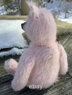Tanya Shkuropadska Ukrainian Artist One-Of-A-Kind Pink Mohair Bear Bessie