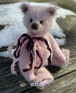 Tanya Shkuropadska Ukrainian Artist One-Of-A-Kind Pink Mohair Bear Bessie