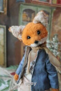 Teddy Handmade Interior Toy Collectable Gift Animal Doll OOAK Fox Decor