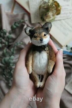 Teddy Handmade Interior Toy Collectable Gift Animal OOAK Dog Puppie Doll Decor