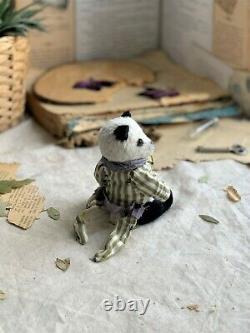 Teddy Handmade Toy Collectable Gift Animal Doll OOAK Panda Bear Decor