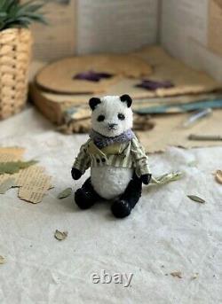 Teddy Handmade Toy Collectable Gift Animal Doll OOAK Panda Bear Decor