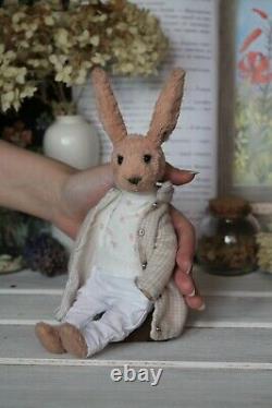 Teddy Handmade Toy Gift OOAK Doll Bear Easter Rabbit Hare Bunny Decor