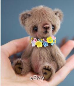 Teddy bear one of a kind artist mini handmade teddy, collectible toy, 10,5 cm