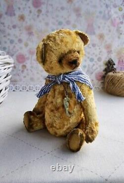Teddy bear vintage style looking plush doll Artist handmade OOAK Collectible art