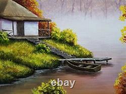 Ukraine Artist Original Landscape Painting Canvas Wall Art Decor Old House River