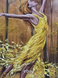 Ukrainian Artist Original Oil Painting on Canvas Woman Ballet Autumn Portrait