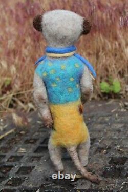 Ukrainian meerkat, felted collectible handmade artist toy, Ukrainian souvenir