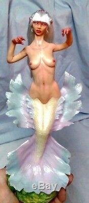 Unique Beta Fish Ghost Geisha Mermaid Fairy Ooak Miniature Fantasy Sculpture