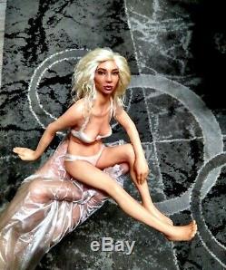 Unique Sexy Ooak Doll Miniature Pin Up Sculpture Fairy Elegant Beach Lady