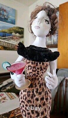 Unique Vtg OOAK Custom Hand Made Cloth Glamorous Budouoir Doll 22