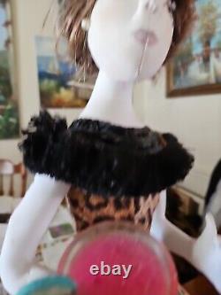 Unique Vtg OOAK Custom Hand Made Cloth Glamorous Budouoir Doll 22